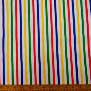 Polyester Cotton Fabric 7mm Primary Stripe