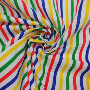 Polyester Cotton Fabric 7mm Primary Stripe