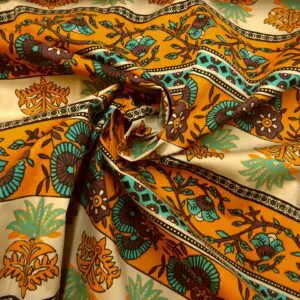 Cotton Fabric Swinging Tarots Orange Plum Turquoise