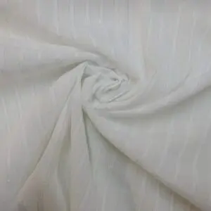 Cotton Fabric Simple Cotton With Silver Lurex Stripe White