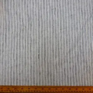 Linen Look Fabric Soft Finish Classic Stripe White Black