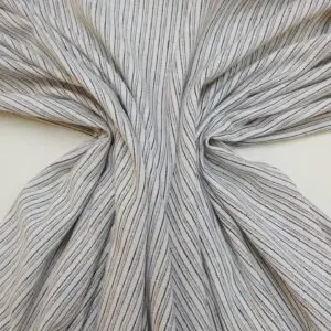 Linen Look Fabric Soft Finish Classic Stripe White Black