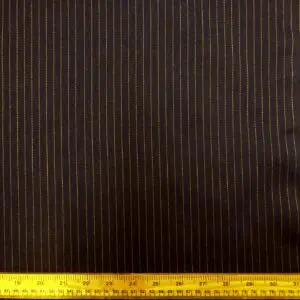 Denim Fabric 1cm Copper Pin Stripe On Dark Indigo