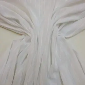 Cotton Fabric Crinkle Crush Intertwined Silver Foil White