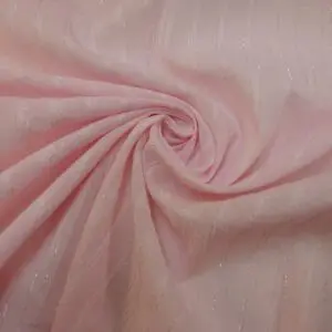 Cotton Fabric Crinkle Crush Intertwined Silver Foil Pink