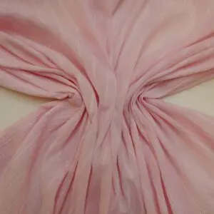 Cotton Fabric Crinkle Crush Intertwined Silver Foil Pink