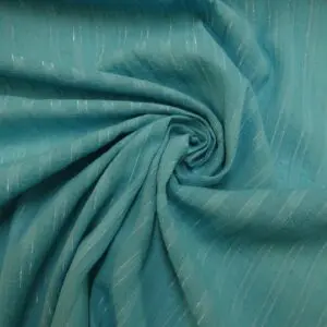 Cotton Fabric Crinkle Crush Intertwined Silver Foil Turquoise