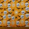 Halloween Polyester Cotton Fabric Cobwebs And Bats Orange