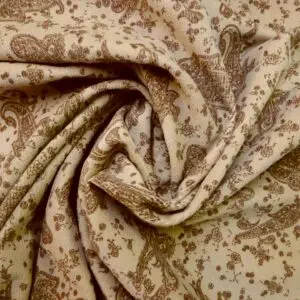 Corduroy Fabric Fudge Paisley Beige Brown