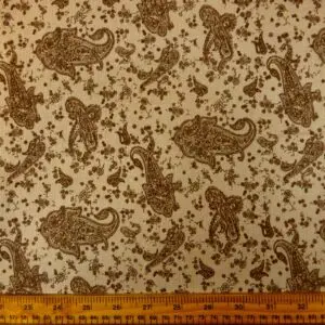 Corduroy Fabric Fudge Paisley Beige Brown