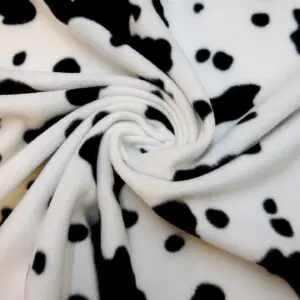 Polar Fleece Fabric Ewe Cow White Black
