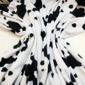 Polar Fleece Fabric Ewe Cow White Black
