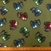 Polar Fleece Fabric Tractors Green