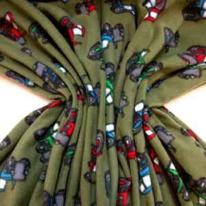Polar Fleece Fabric Tractors Green