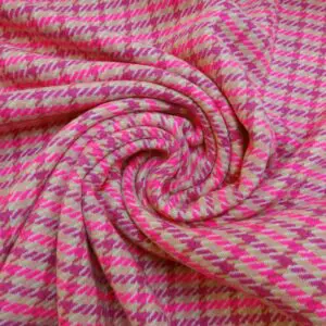 Jacketing Fabric Funky Dog Tooth 60's Vibe Pink Purple Beige