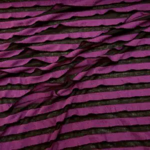 Jersey Fabric Gathered Stripes Silly Frilly Purple Black
