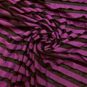 Jersey Fabric Gathered Stripes Silly Frilly Purple Black