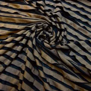 Jersey Fabric Gathered Stripes Silly Frilly Taupe Black
