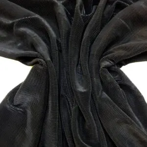 Plissé Jersey Fabric Riblets Shiny Black