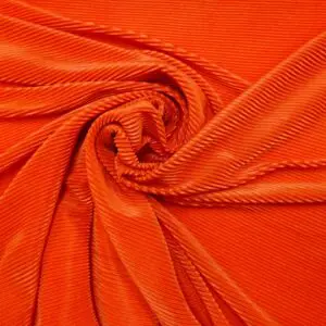 Plissé Jersey Fabric Riblets Shiny Orange
