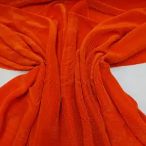 Plissé Jersey Fabric Riblets Shiny Orange