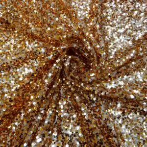 Sequin Fabric On Net Jiggly Wiggly Wheat Gold