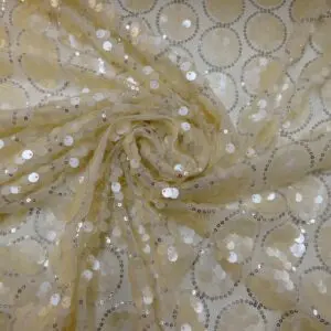 Sequin Fabric On Vanilla Netting Edwardian Vintage Ivory