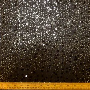 Sequin Fabric On Silky Jersey Tinkling Golden Rain Black Gold