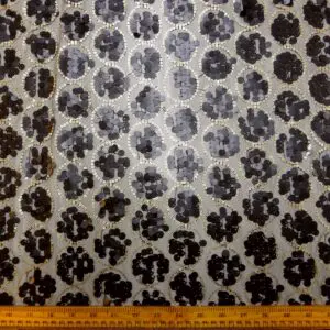 Sequin Fabric On Black Netting Whirl Black Gold