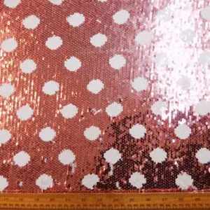 Sequin Fabric On Soft Jersey Glitzy Fru Fru 2cm Spots Pink