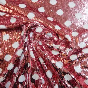 Sequin Fabric On Soft Jersey Glitzy Fru Fru 2cm Spots Pink