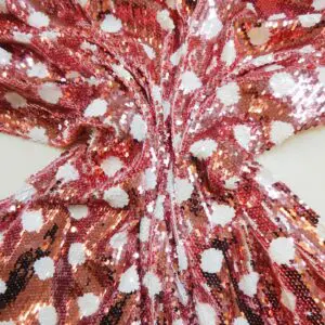 Sequin Fabric On Soft Jersey Glitzy Fru Fru 2cm Spots Pink