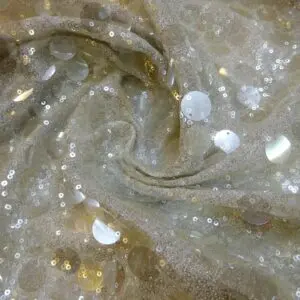 Sequin Fabric Clear Drop Sequins On Lurex Silver