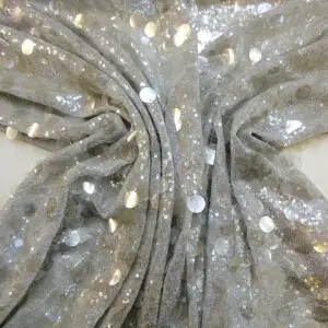 Sequin Fabric Clear Drop Sequins On Lurex Silver