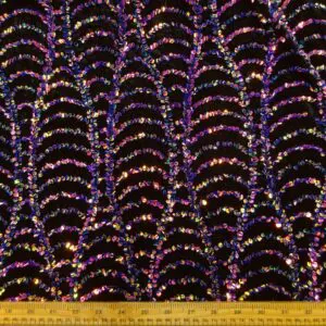Sequin Fabric Velour Chain Waves Black Multi