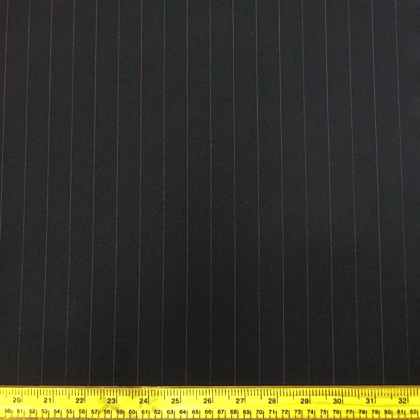 Suiting Fabric 2cm Wide Stripe Sharp Look Black Cerise