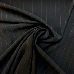 Suiting Fabric 2cm Wide Stripe Sharp Look Black Cerise