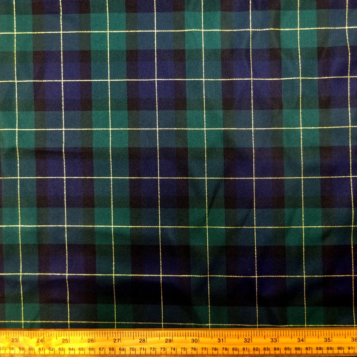 Tartan Fabric Taffeta Finish Gold Thread Black Watch So Festive