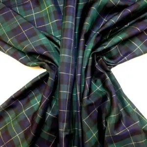 Tartan Fabric Taffeta Finish Gold Thread Black Watch So Festive