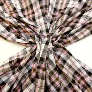 Tartan Fabric Brushed Checks Polly Pink