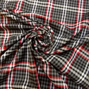 Tartan Fabric Brushed Checks Westminster Black Red