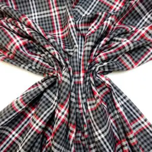 Tartan Fabric Brushed Checks Westminster Black Red