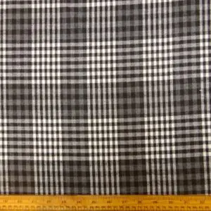 Tartan Fabric Brushed Checks Parliament Black White