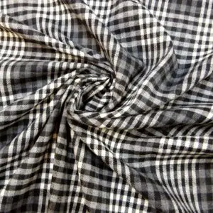 Tartan Fabric Brushed Checks Parliament Black White