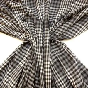 Tartan Fabric Brushed Checks Parliament Black White
