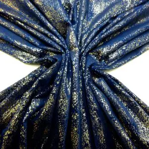 Velour Velvet Fabric Golden Dusted Navy