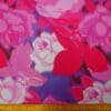Crepe Satin Print Fabric Storm Roses Cerise Purple Blue