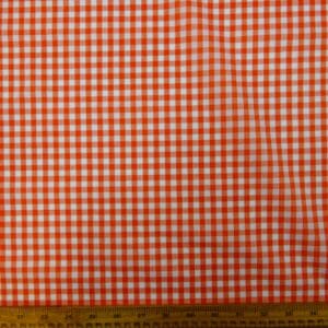 Gingham Fabric Polyester Cotton 6mm Orange