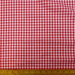 Gingham Fabric Polyester Cotton 6mm Red