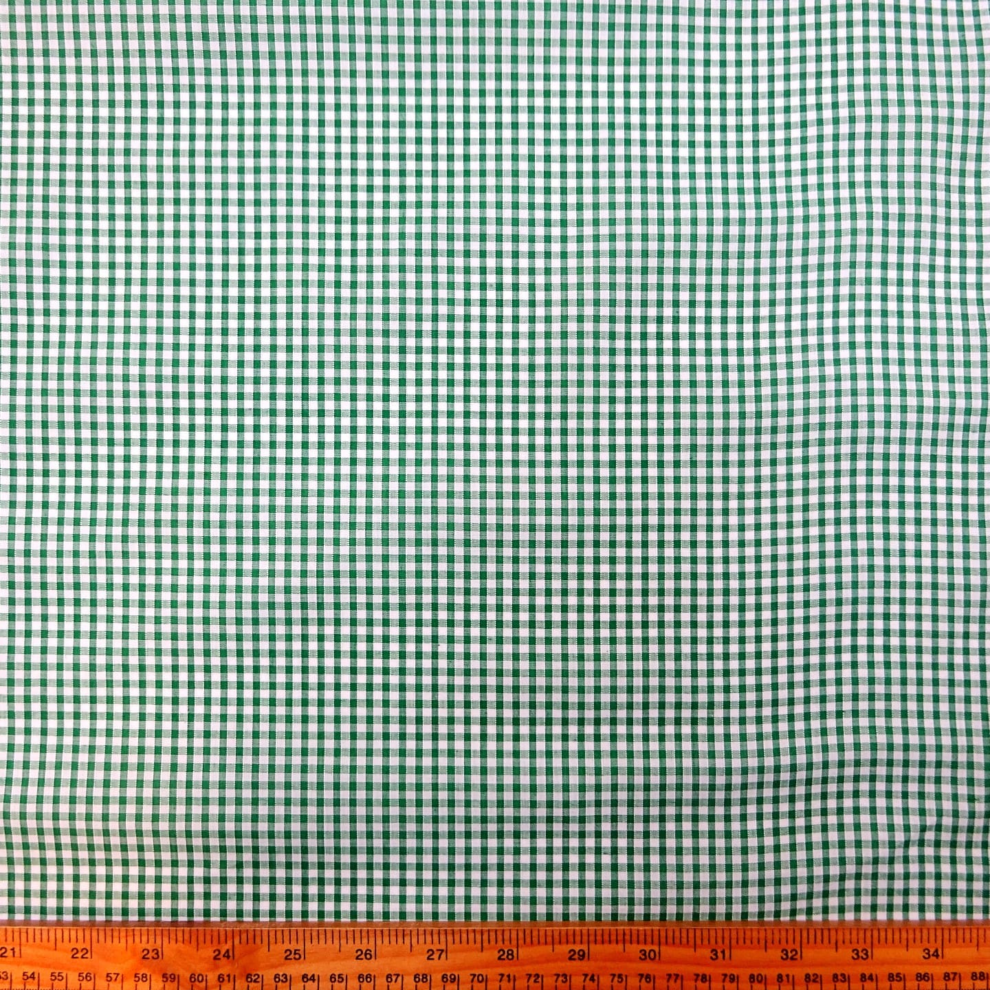 Gingham Fabric Polycotton 3mm Emerald